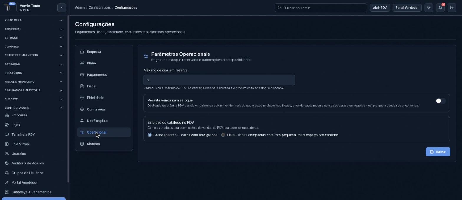 Opção de exibição do catálogo no PDV