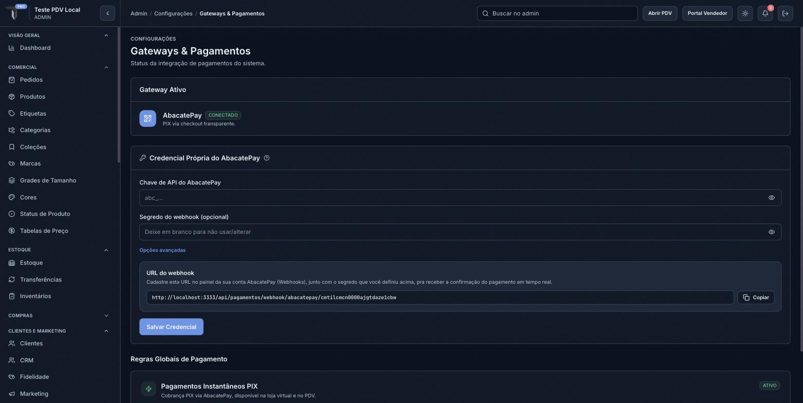 Tela de credencial própria do gateway de pagamento