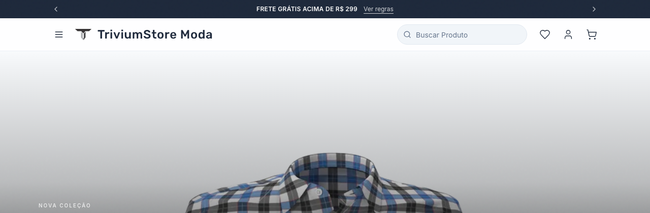 Faixa de avisos no topo da loja virtual, no computador