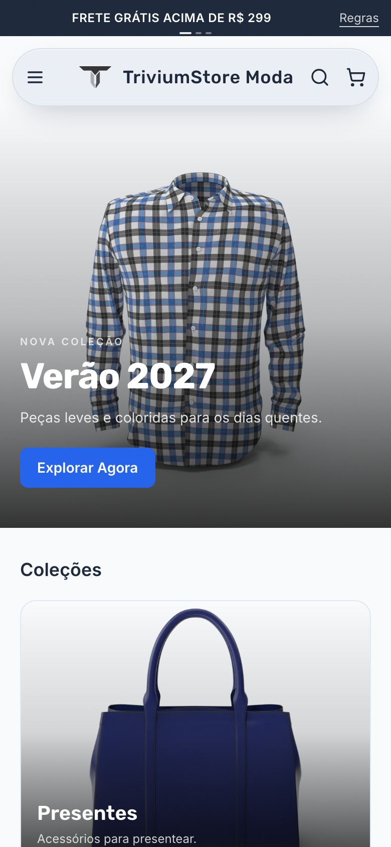 Faixa de avisos no celular, acima do cabeçalho