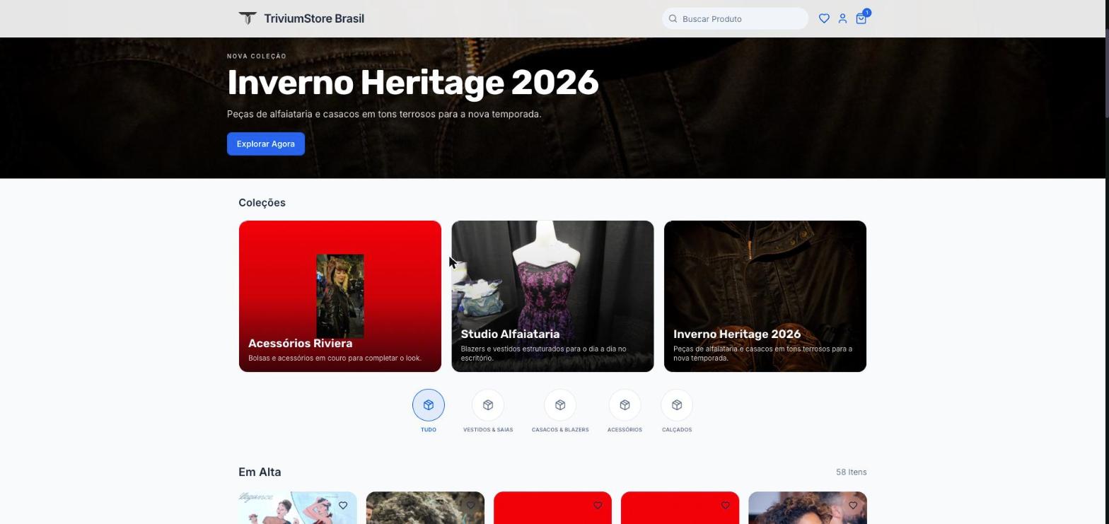 Home da loja virtual com o banner da coleção em destaque e os cards de Coleções