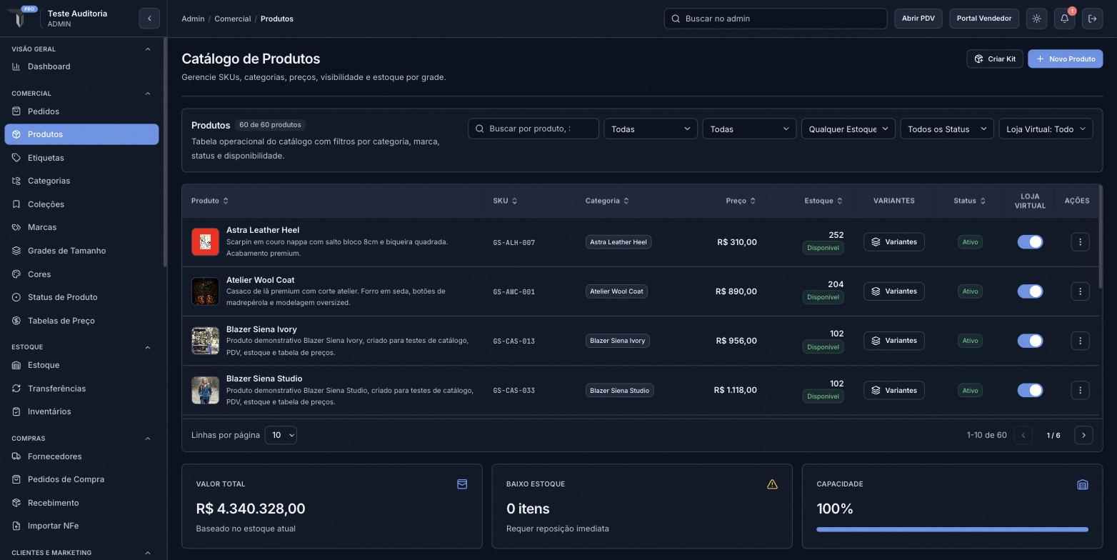 Coluna Loja Virtual e filtro na listagem de produtos